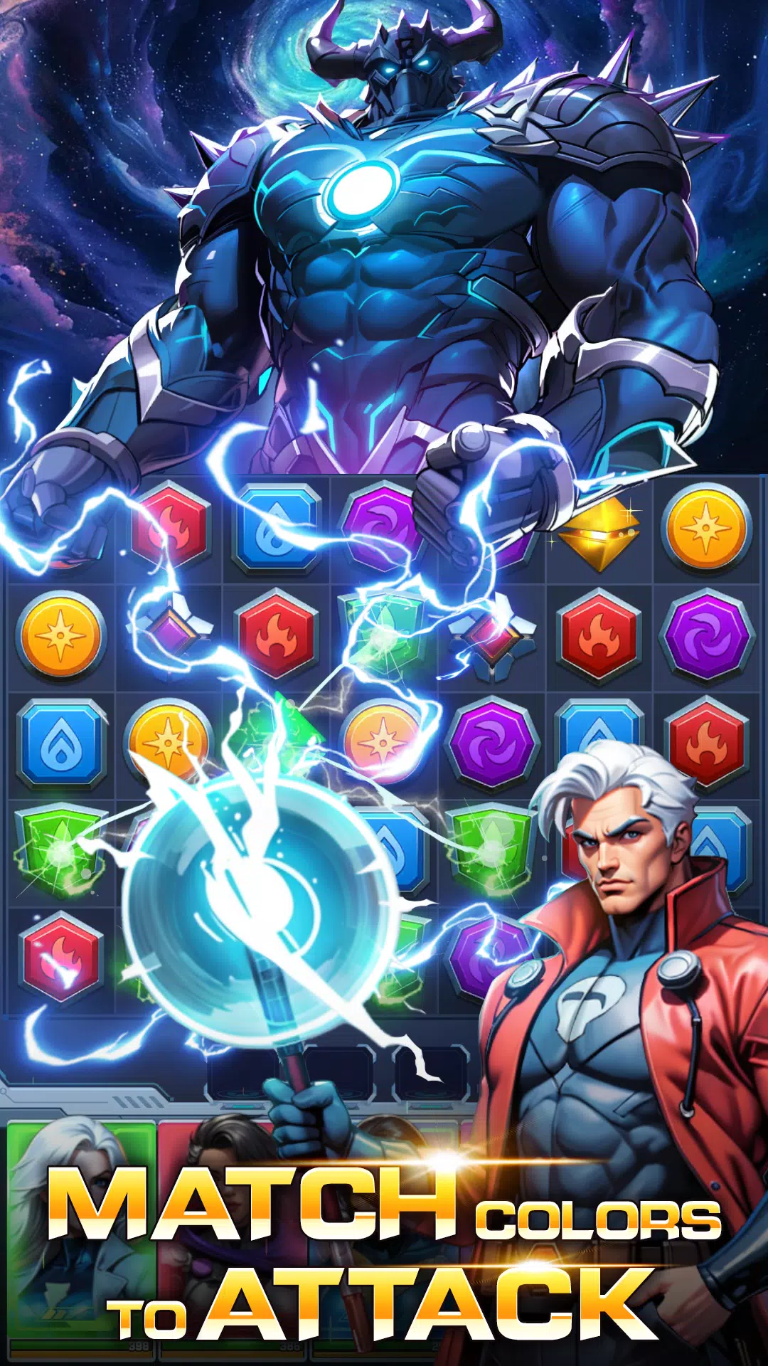 Superhero & Puzzles Match3 RPG ဖန်သားပြင်ဓာတ်ပုံ 0