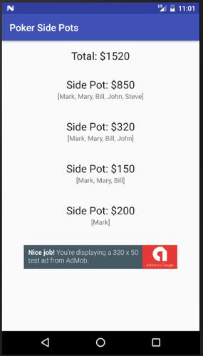 Poker Side Pots Capture d'écran 1