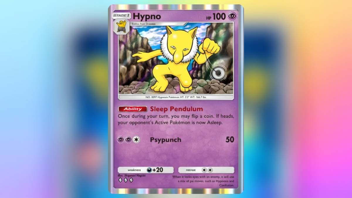 Hypno from Pokemon TCG Pocket, the best card that can inflict the Sleep status