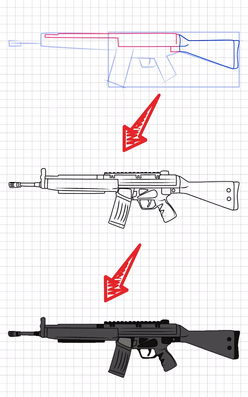 How to draw weapons step by st Ekran Görüntüsü 2