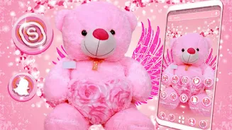 Pink Teddy Bear Theme Ảnh chụp màn hình 1