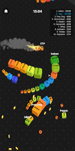 Snake Cube Arena: Merge 2048 ဖန်သားပြင်ဓာတ်ပုံ 2