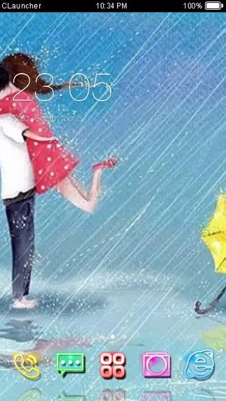 Cartoon Couple Sweet Theme HD应用截图第0张
