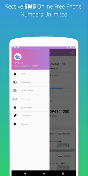 Temp SMS - Temporary Numbers Скриншот 0