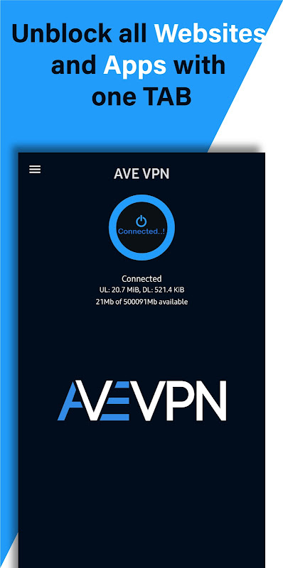 Schermata AVE VPN:Low Ping Vpn 1