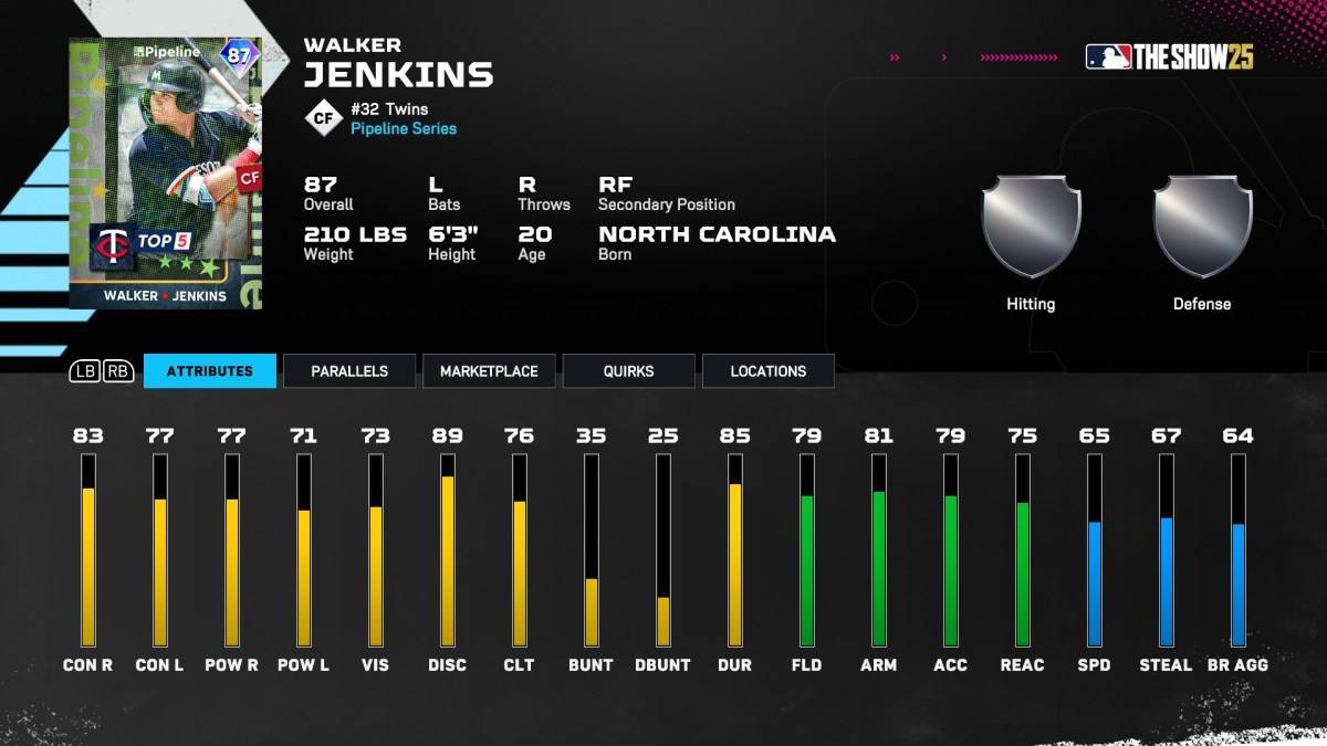 Walker Jenkins Diamond Dynasty Card in MLB de show 25