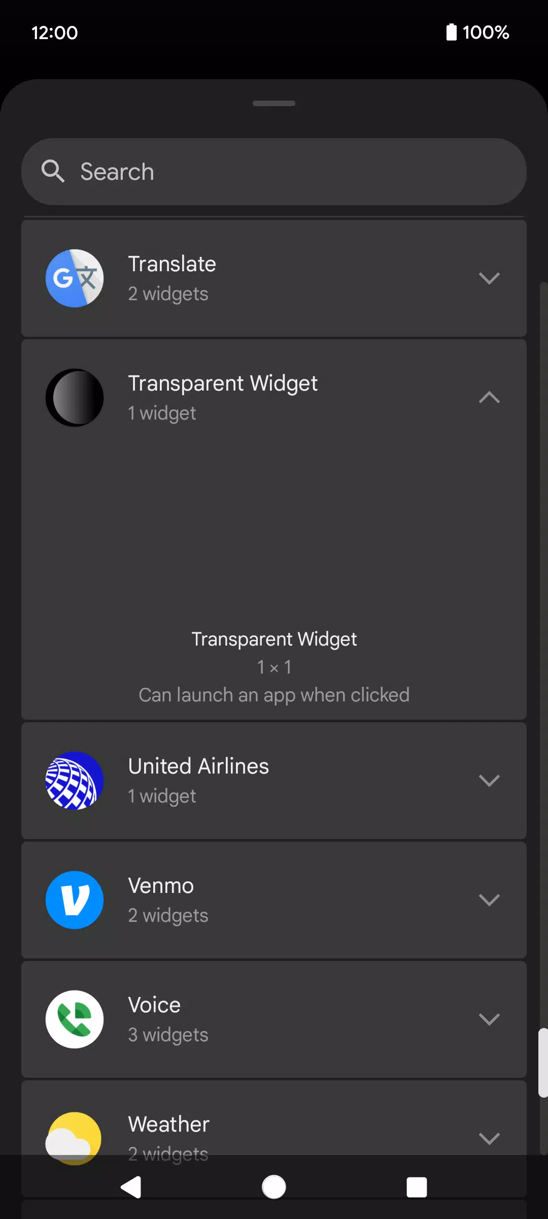 Schermata Transparent Widget 0