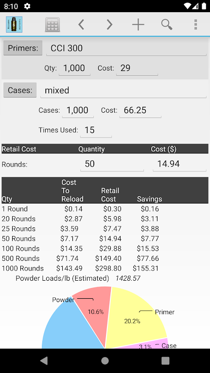 Reloading Calculator - Ammo 스크린샷 1