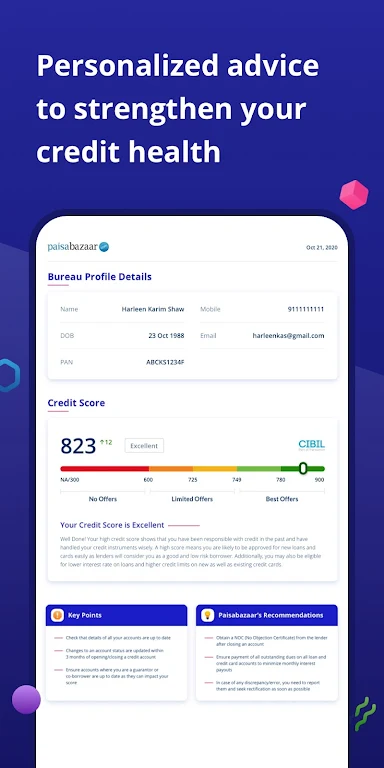 Schermata CreditScore, CreditCard, Loans 2
