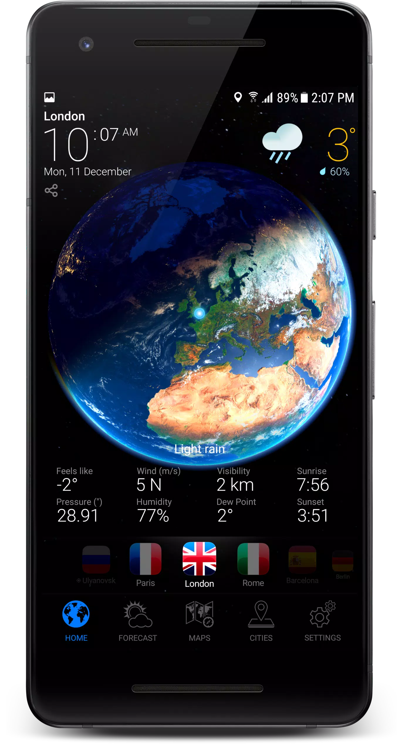 3D EARTH PRO - local forecast স্ক্রিনশট 0