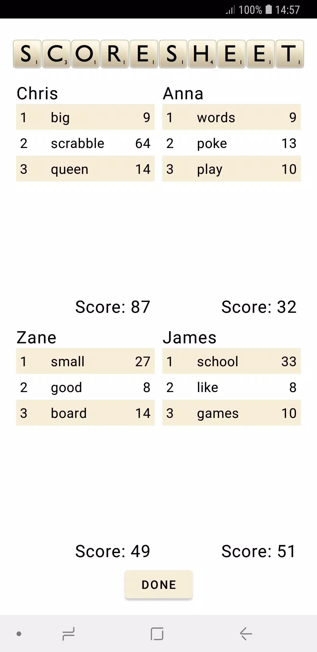 Scrabble Score स्क्रीनशॉट 3