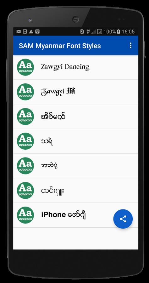 Myanmar Font Styles For SAMSUNG Screenshot 0