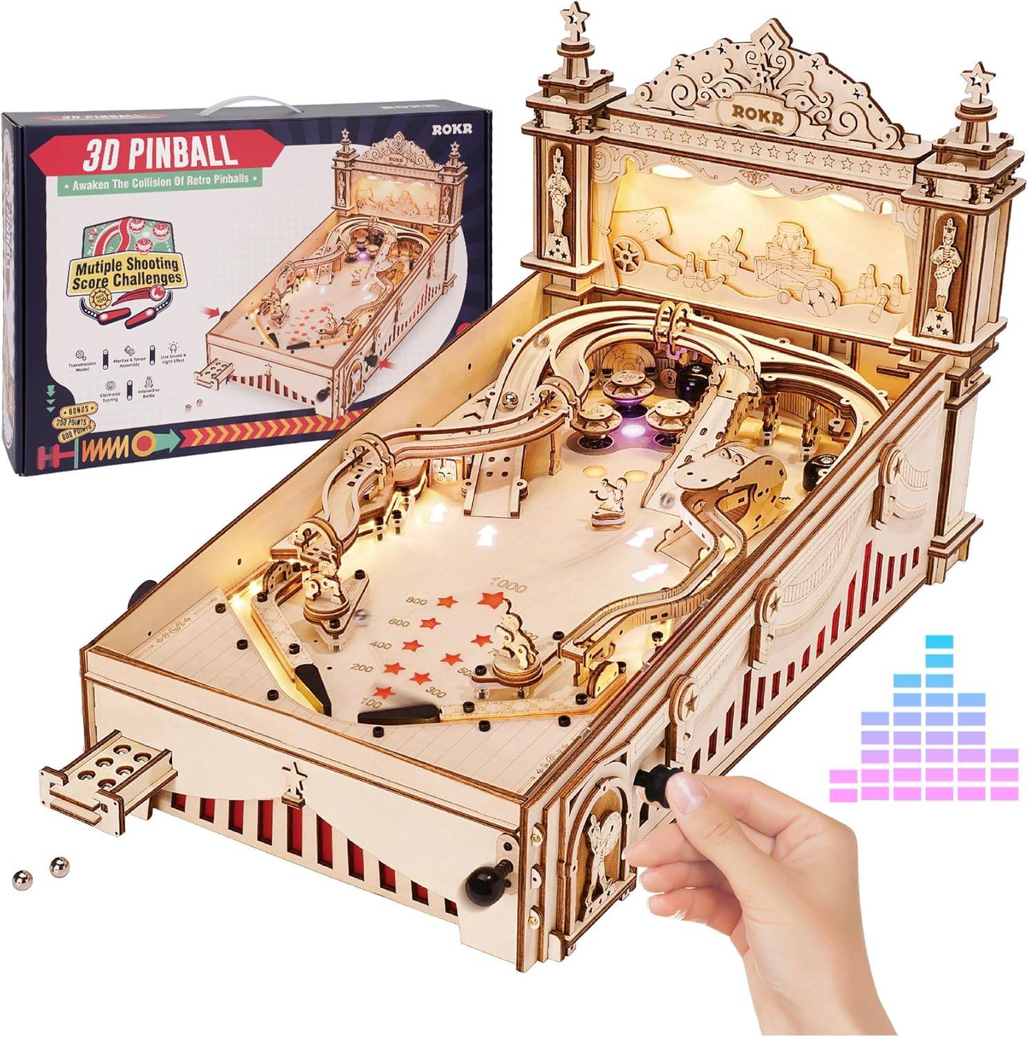 ROKR miniature pinball machine puzzle