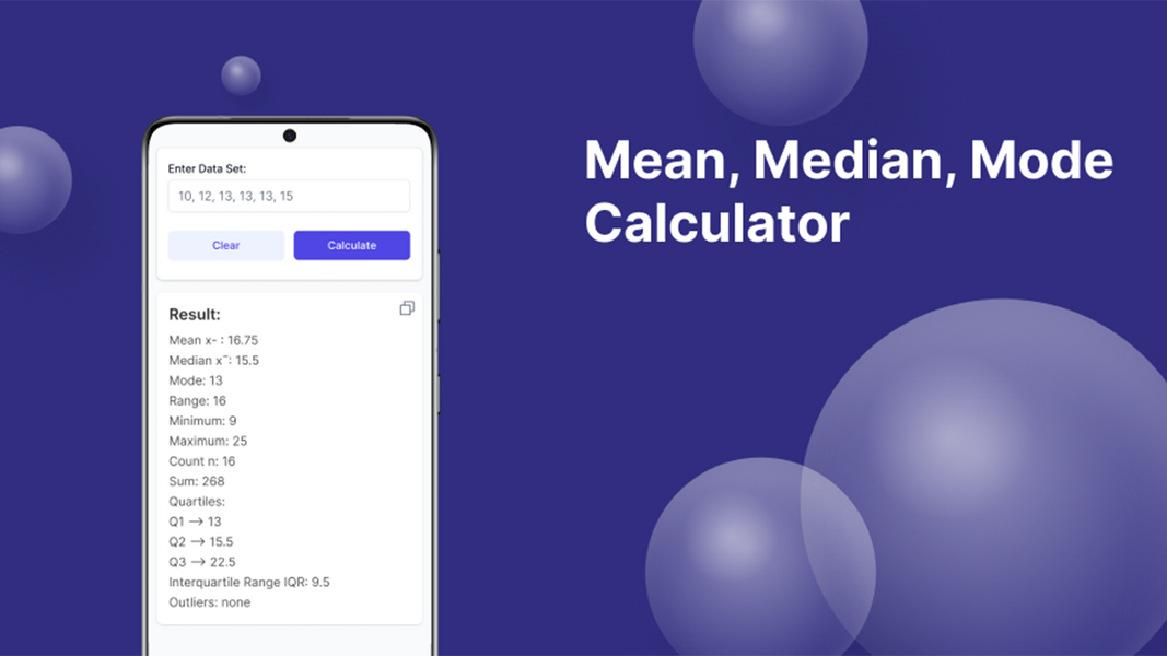 Mean Median Mode Calculator Ảnh chụp màn hình 2