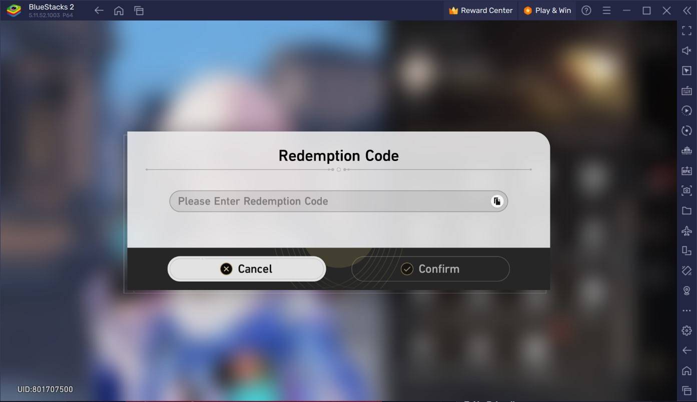 Honkai: Star Rail - Redeem Code Screen