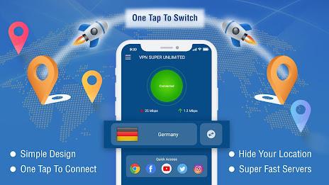 VPN Super Unlimited : Fast VPN Schermafbeelding 1