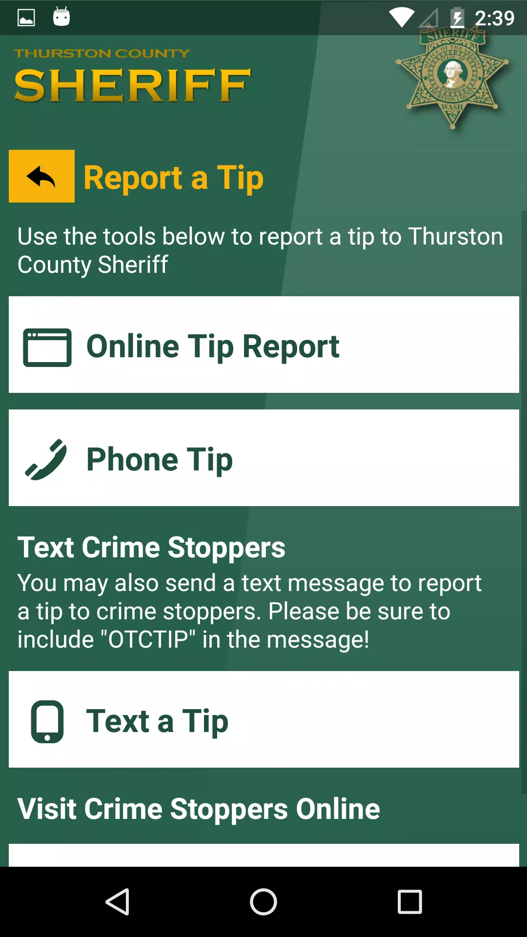 Thurston County Sheriff Tangkapan skrin 1
