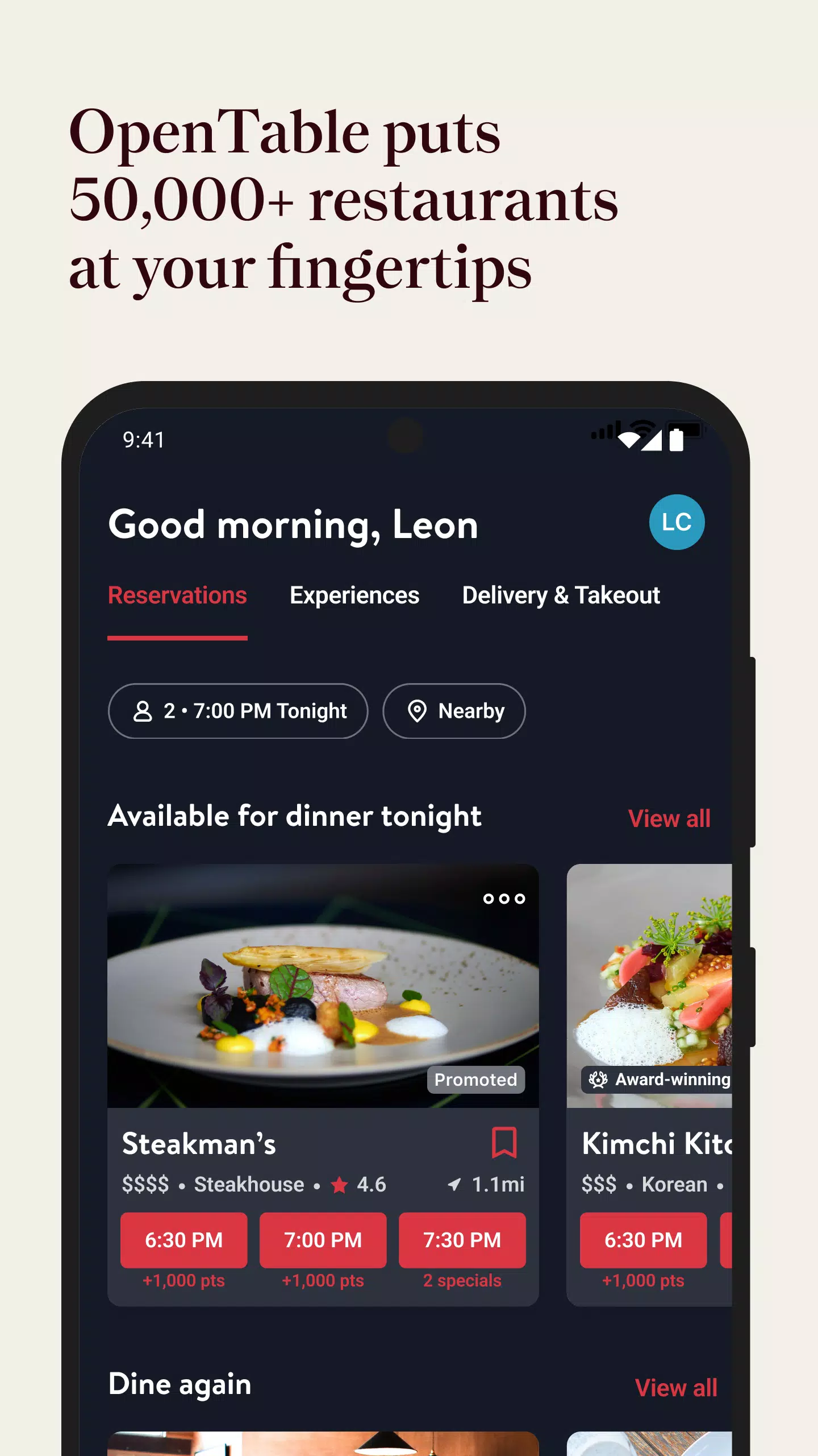 OpenTable ภาพหน้าจอ 0