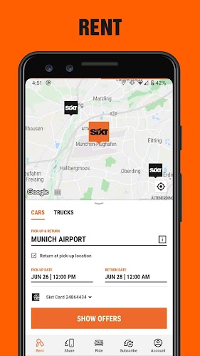 SIXT rent. share. ride. plus. Скриншот 1