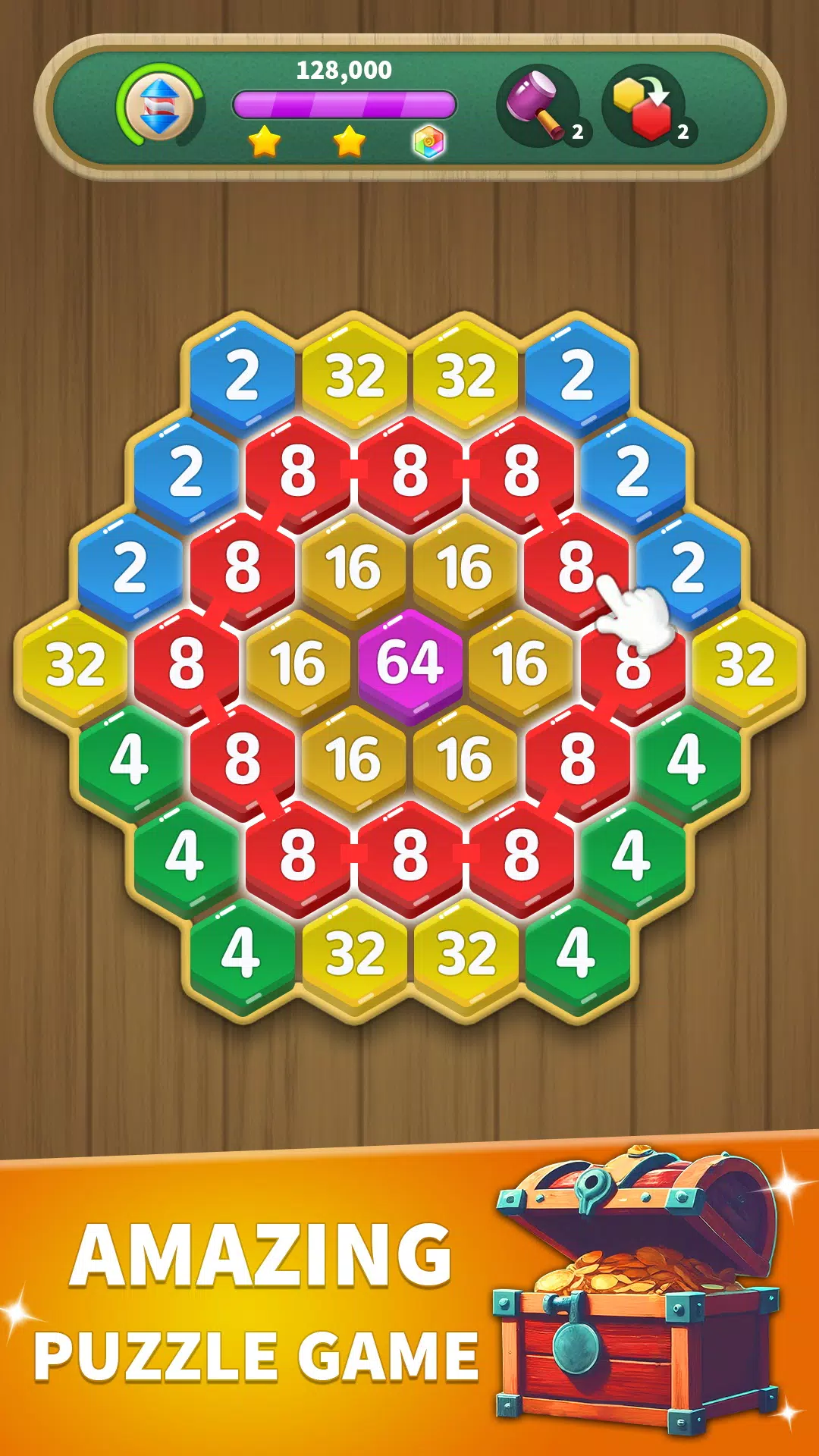 Hexa Connect: 2048 Puzzle स्क्रीनशॉट 0