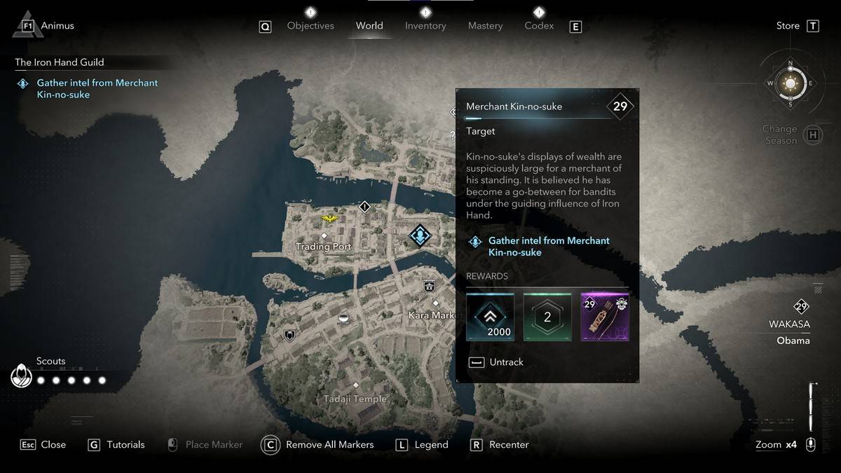 刺客信條陰影Kin-no-Suke中的所有鐵手公會成員