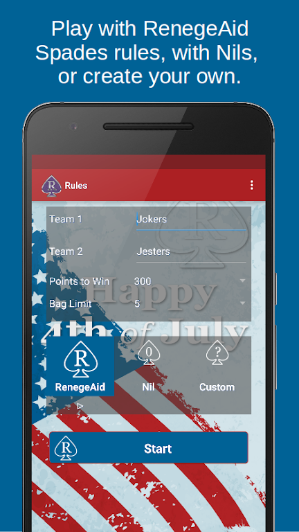 RenegeAid Spades Score App Captura de pantalla 1