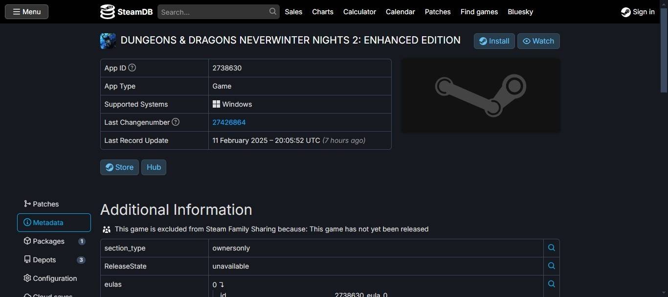 Майнсеры данных обнаружили паровую страницу Neverwinter Nights 2 Remaster