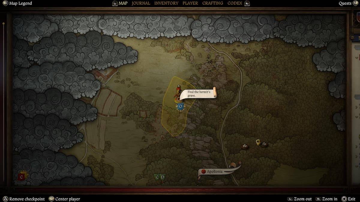 Image: A screenshot showing the location of the sword