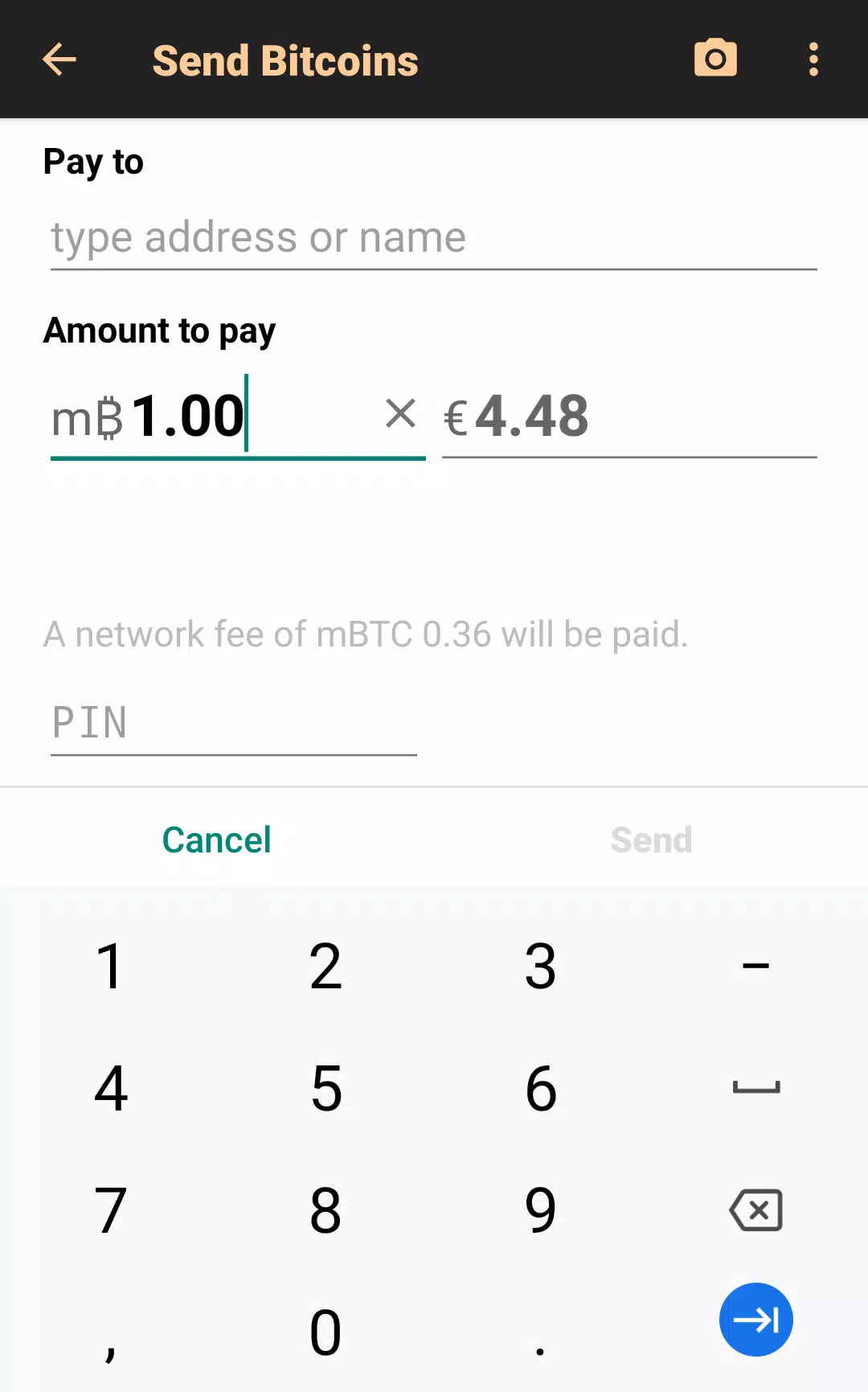 Bitcoin Wallet Screenshot 1