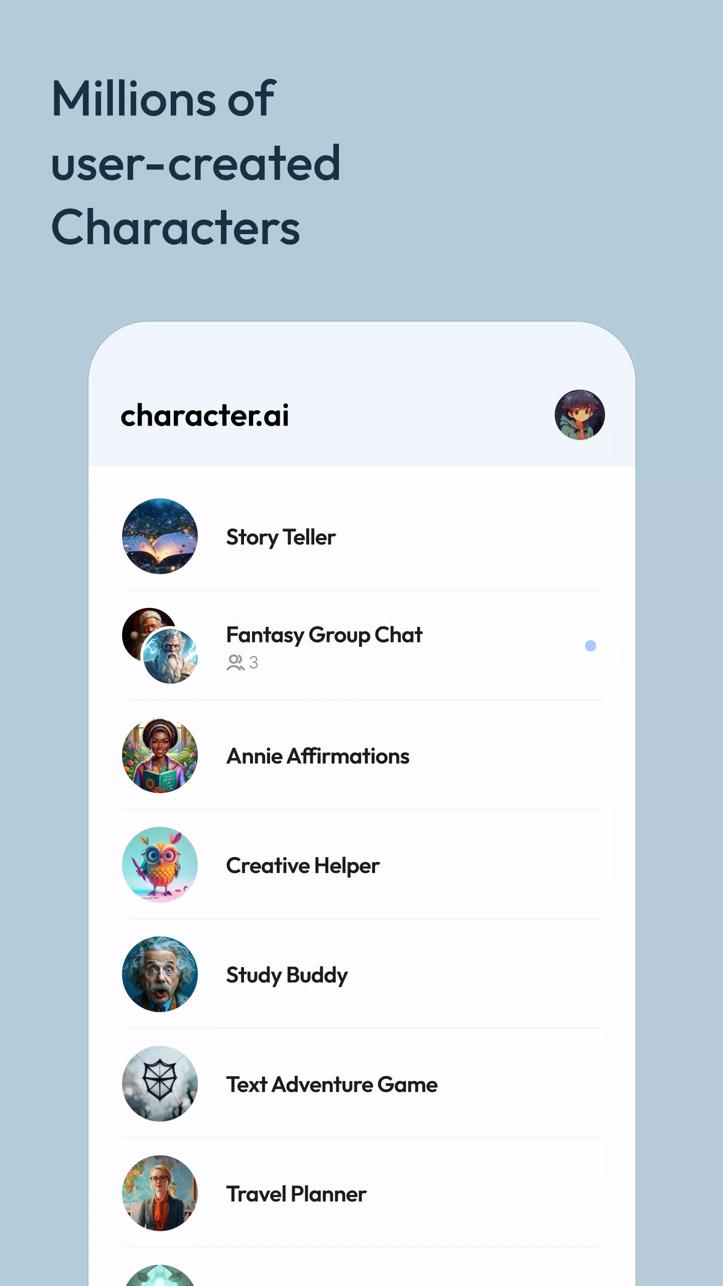 Character AI: Chat, Talk, Text Capture d'écran 1