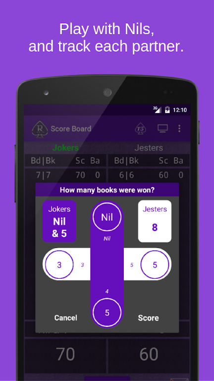 RenegeAid Spades Score App Captura de pantalla 2