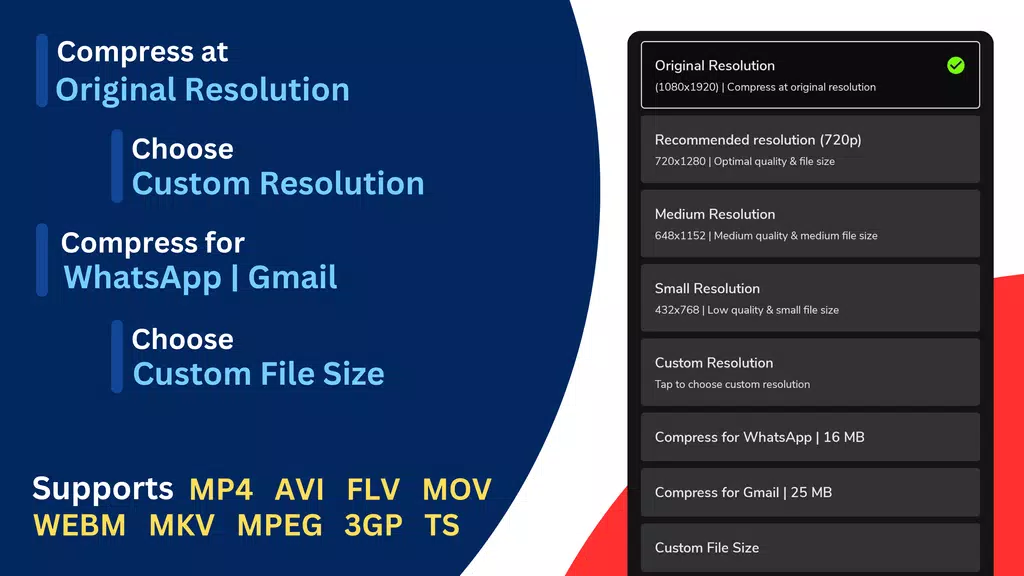 Reduce & compress video size Ekran Görüntüsü 1