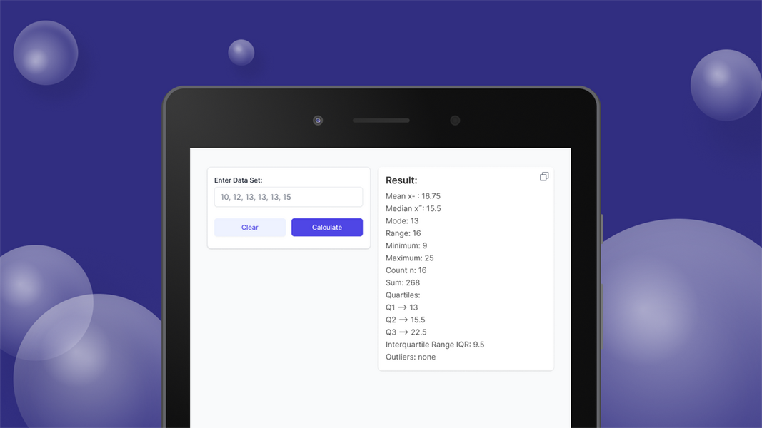 Mean Median Mode Calculator Ảnh chụp màn hình 1