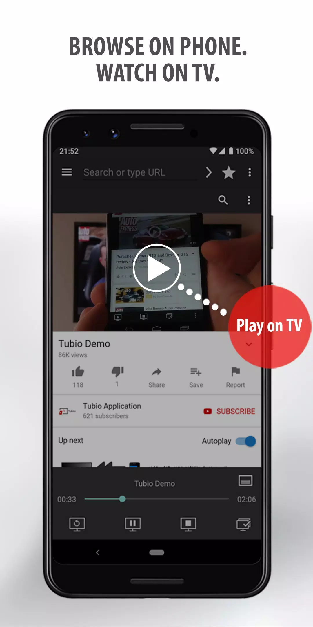 Tubio - Cast Web Videos to TV Screenshot 1