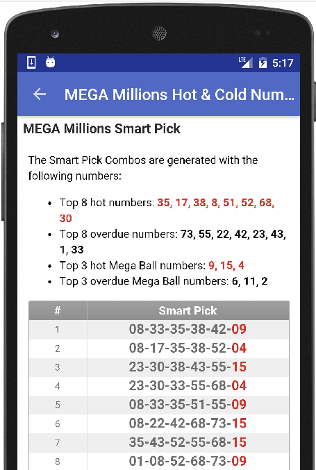 Results for DC Lottery Captura de tela 2