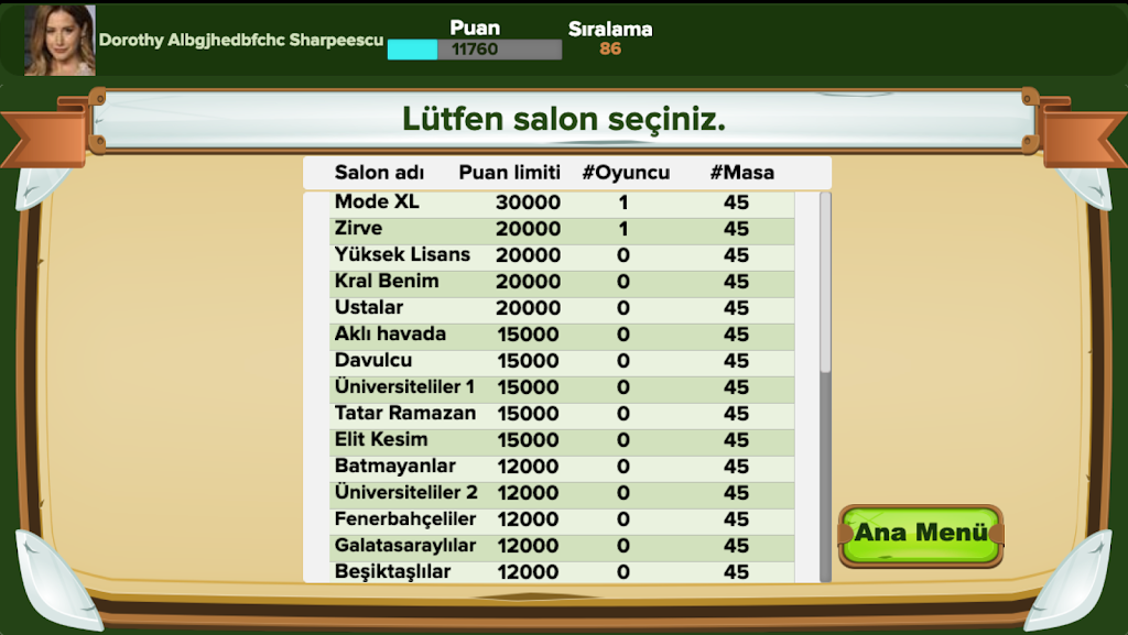 Schermata Eşli Batak Online 2