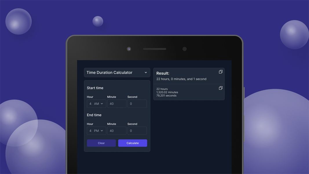 Time Duration Calculator Captura de tela 1