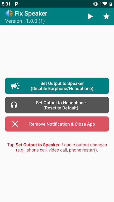 Fix Speaker - Disable Earphone Captura de pantalla 0