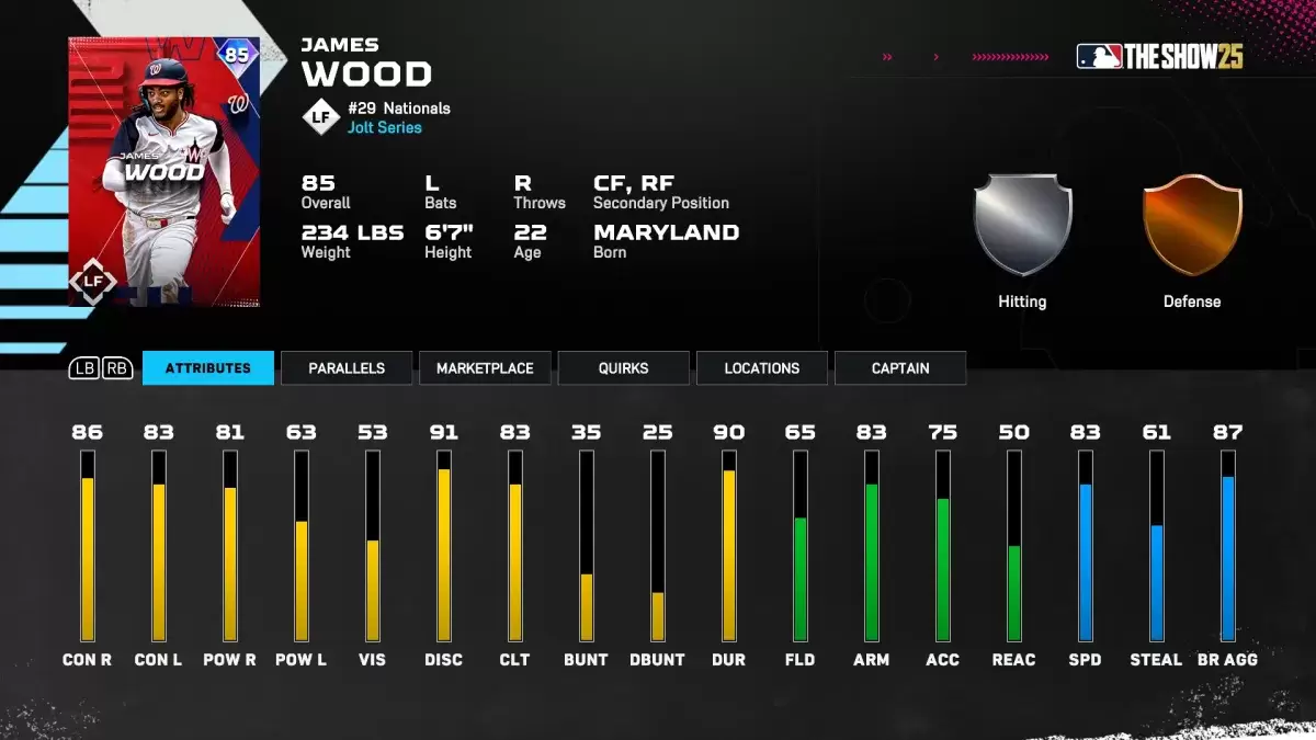 James Wood Diamond Dynasty Card in MLB de show 25