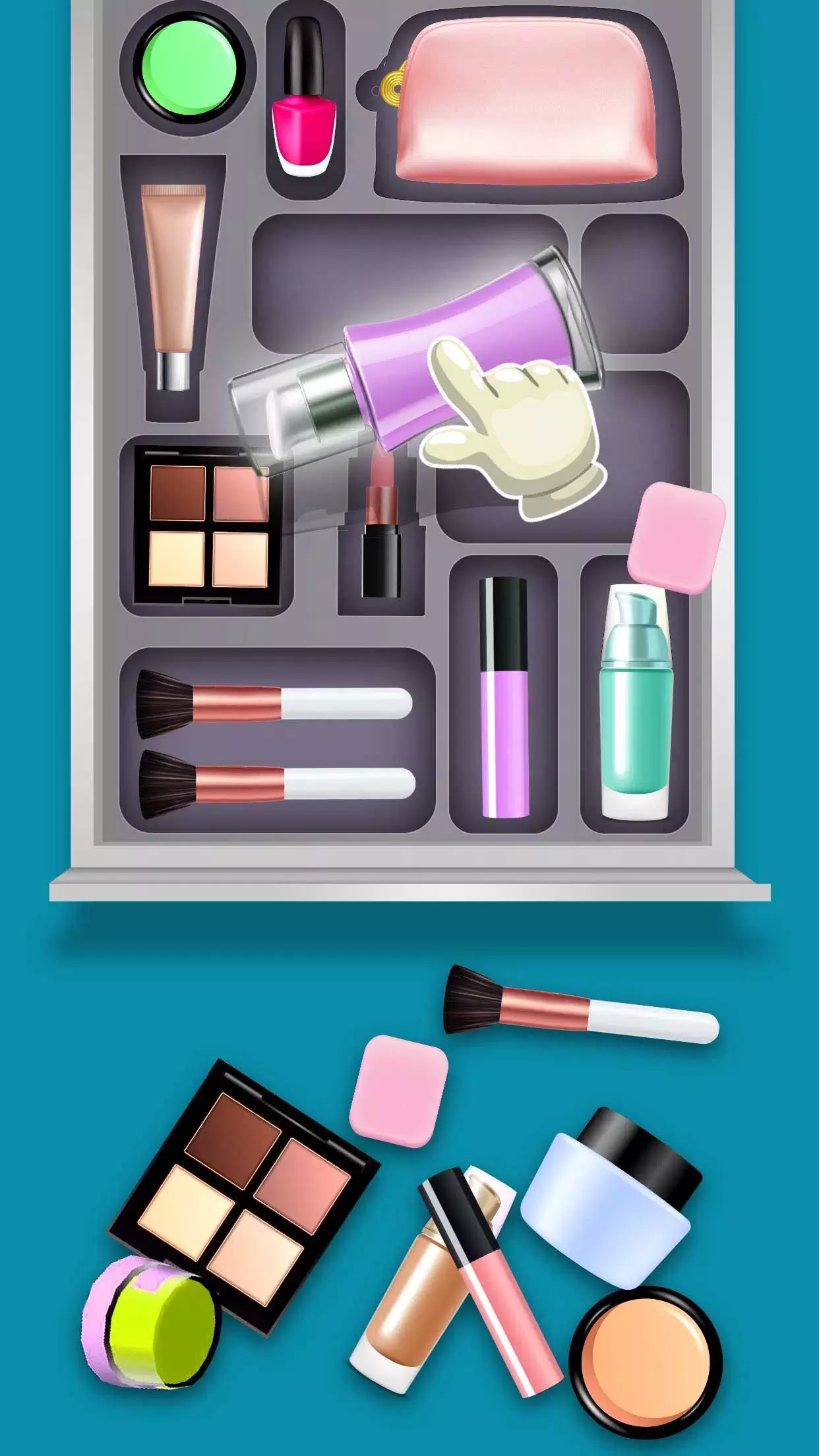 Fill the Makeup Organizer Game Screenshot 1