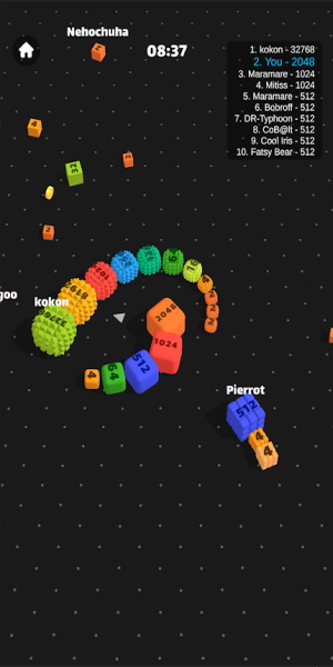 Snake Cube Arena: Merge 2048 ဖန်သားပြင်ဓာတ်ပုံ 1